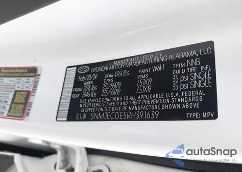 2024 Hyundai Tucson Limited z USA, uszkodzony, nr VIN 5NMJECDE5RH391639